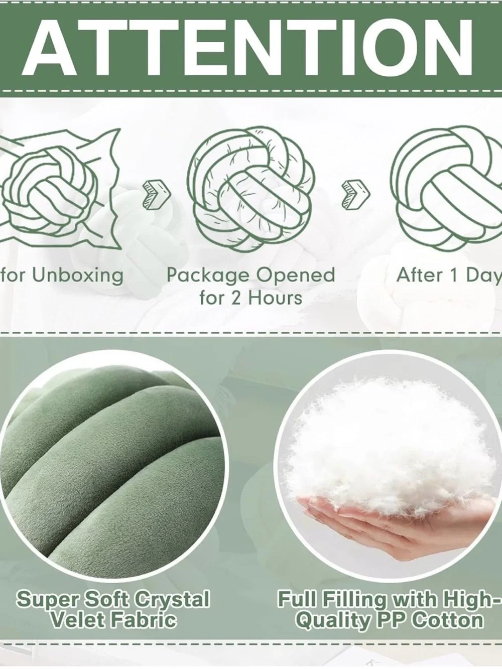 Namalu 10.6 Inches 2 Pcs Knot Pillows Decorative Throw Pillow, Dark Green